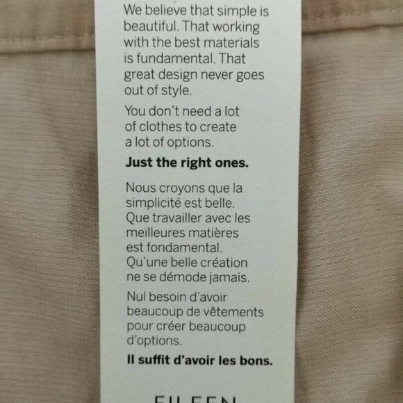 NWT EILEEN FISHER Beige Organic Cotton Steel Wide Leg Ankle Pants 6 - Picture 7 of 7